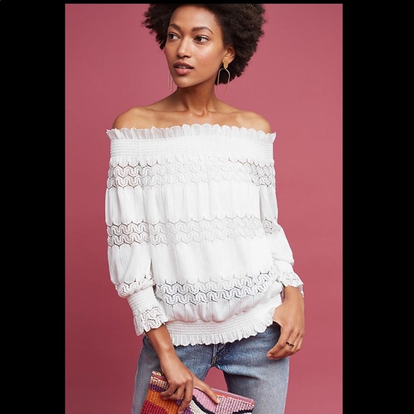 ⭐️ ANTHROPOLOGIE: Off Shoulder Lace Top - Picture 1 of 2